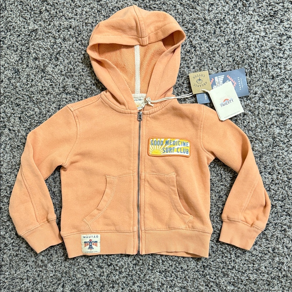 Faherty Kids Hoodie - Orange NWT